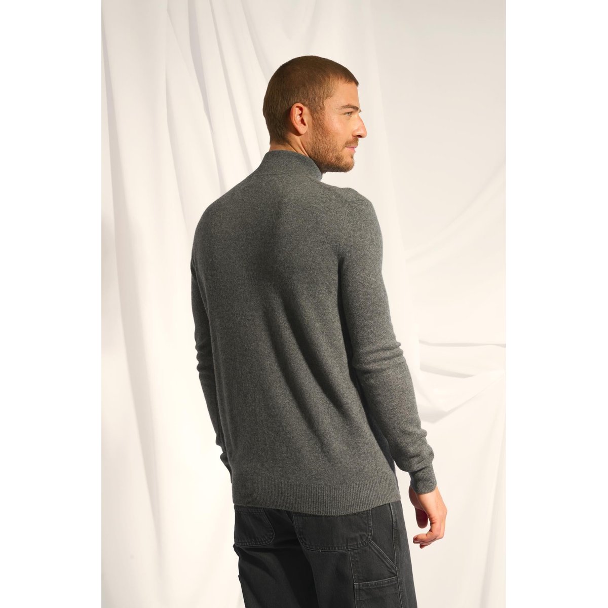 Pull Camionneur Anthracite Chiné Bradley gris anthracite chiné, JUST CASHMERE