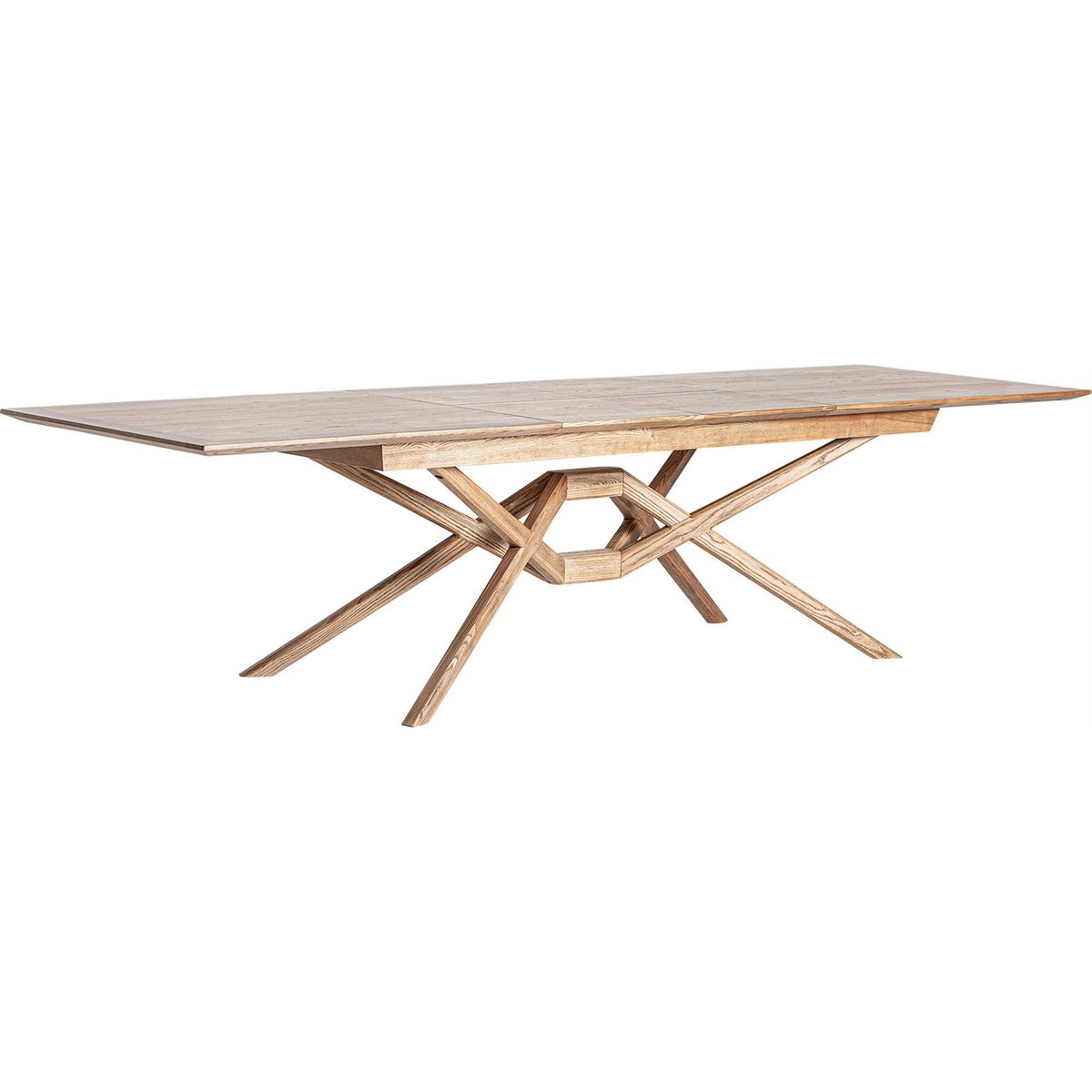 Table à rallonge en frêne finition mate brun clair effet bois naturel, RECOLLECTION