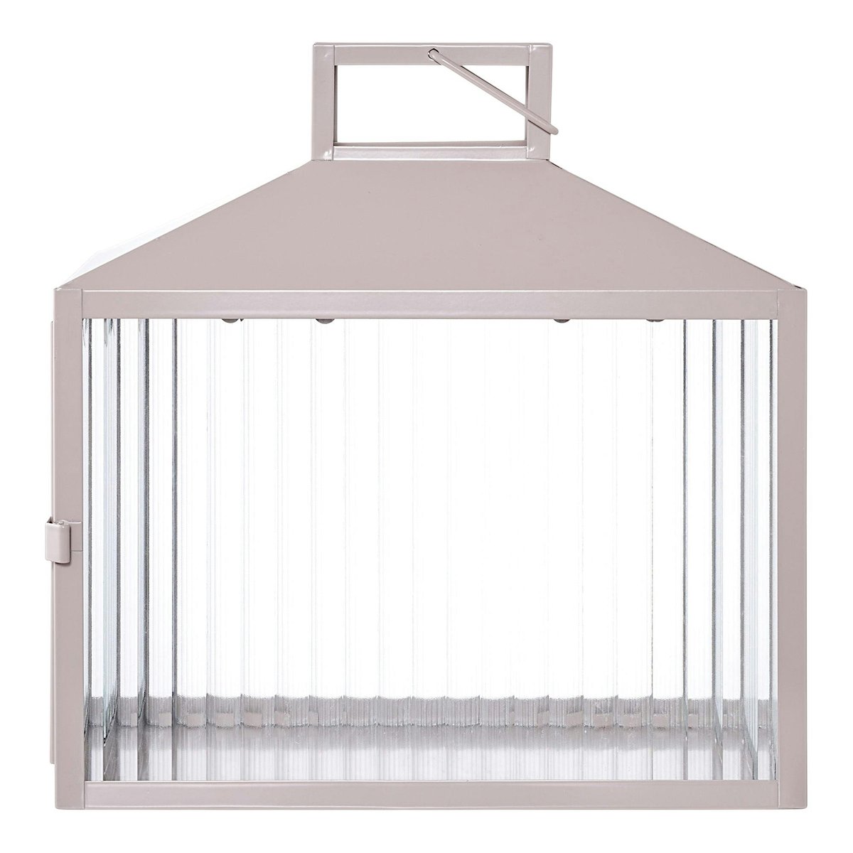 Lanterne décorative verre strié et métal, forme rectangulaire beige, PIER IMPORT