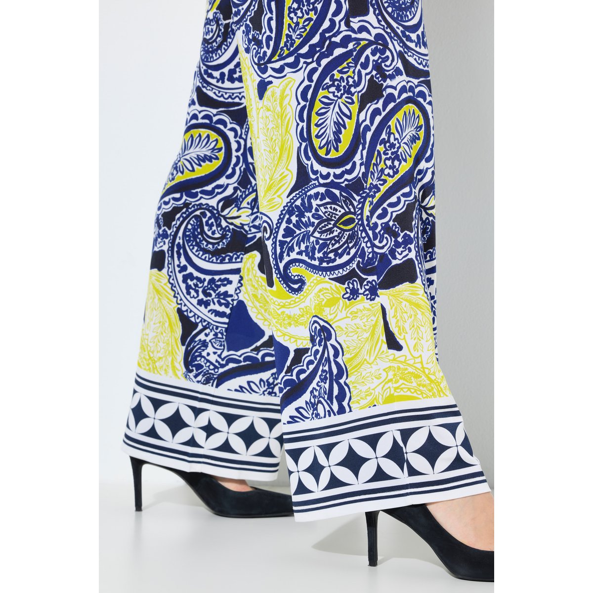 Pantalon au tombé fluide, motif cachemire blanc neige, ULLA POPKEN