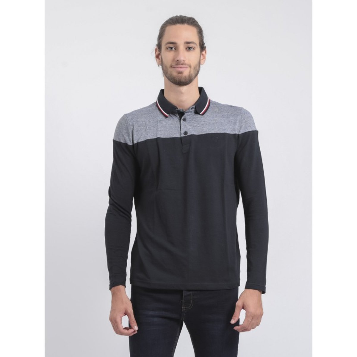 Polo Manches Longues Pur Coton Pogame bleu marine, RITCHIE