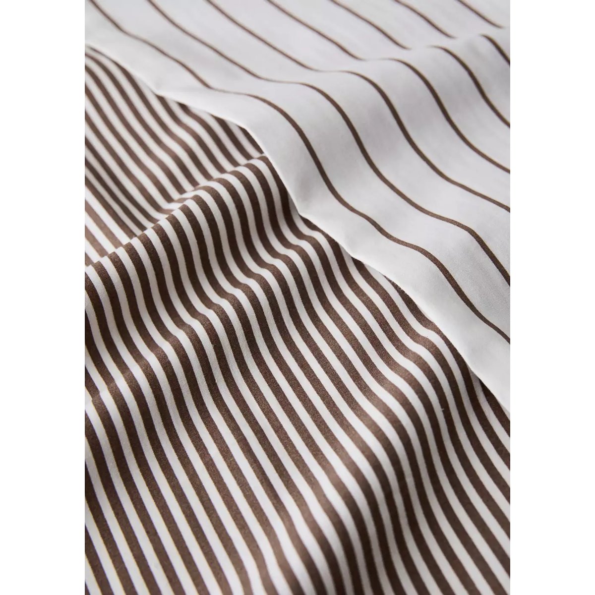 Housse de couette en coton 200 fils rayures réversible lit 90 cm café, MANGO HOME