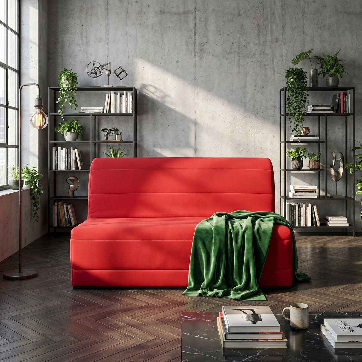 Banquette BZ MELISSA 140 x 190, pearl noir rouge, RELAXIMA