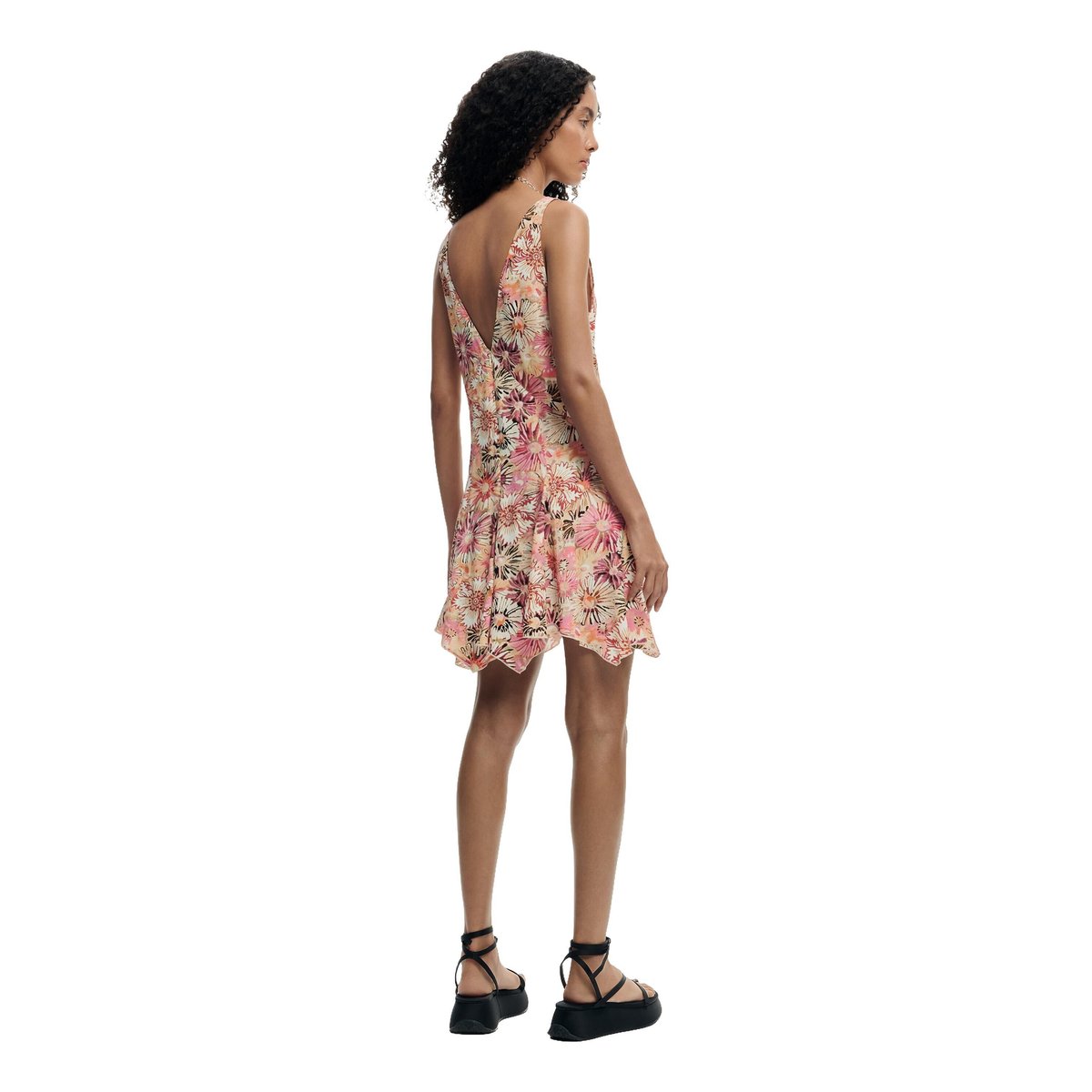 Robe midi imprimée rose, DESIGUAL