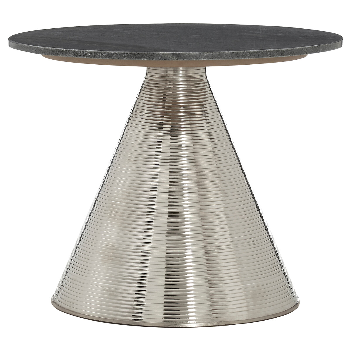 Table with Grey Marble Top and Silver Finish Base silver-coloured, FIFTY FIVE SOUTH
