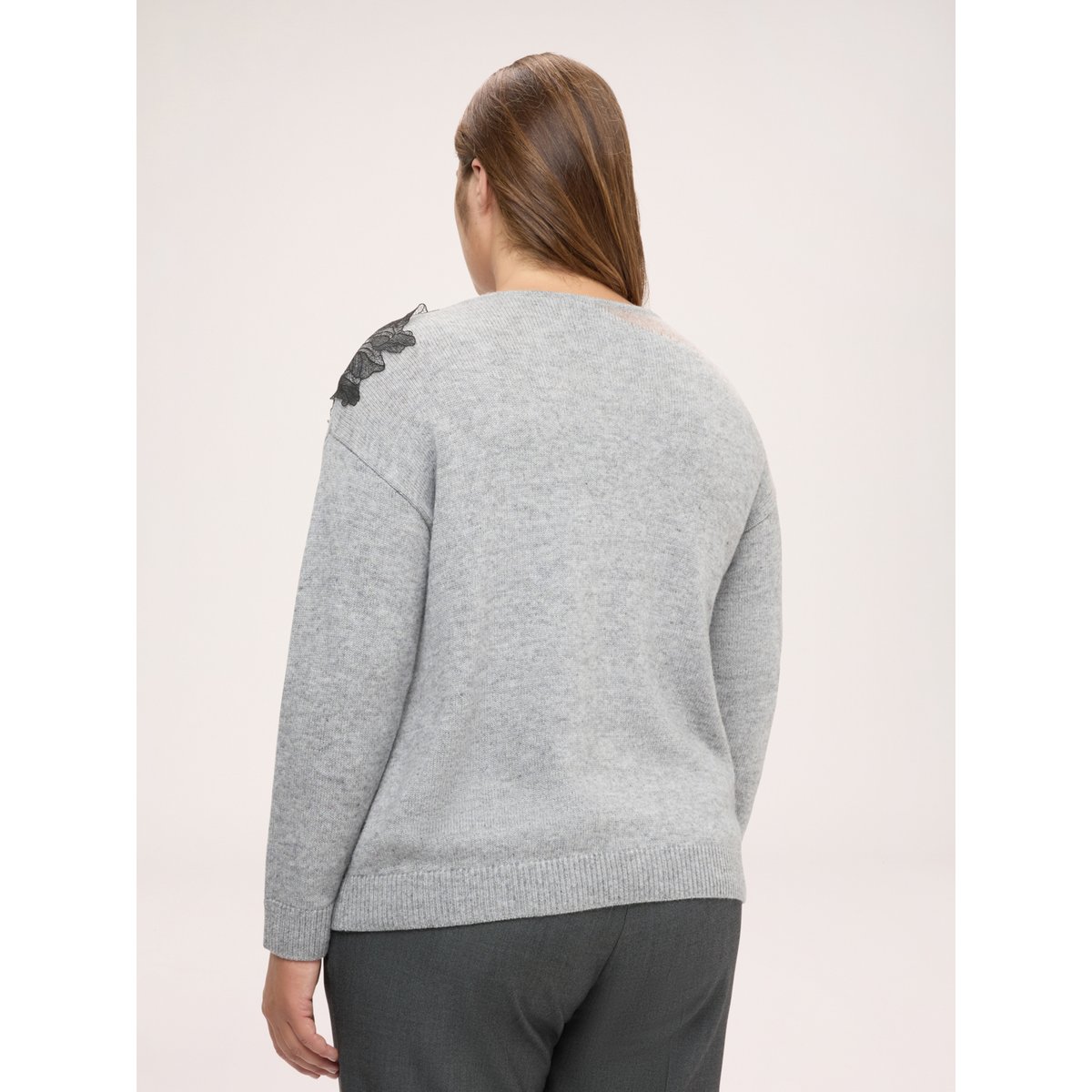 Pull avec applications florales gris, FIORELLA RUBINO