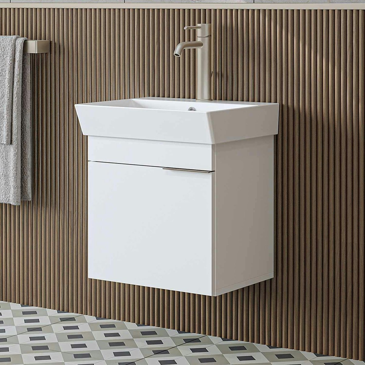 Meuble vasque 49 cm 1 porte NORIA blanc, PIER IMPORT