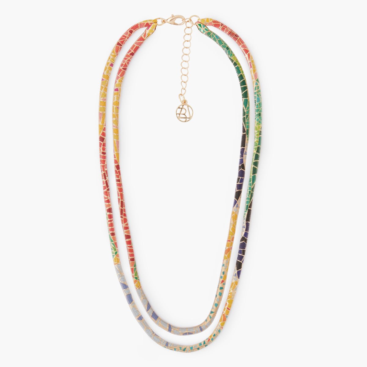 Collier 2 rangs Balagane imprimé mosaïque multicolore, BALABOOSTE