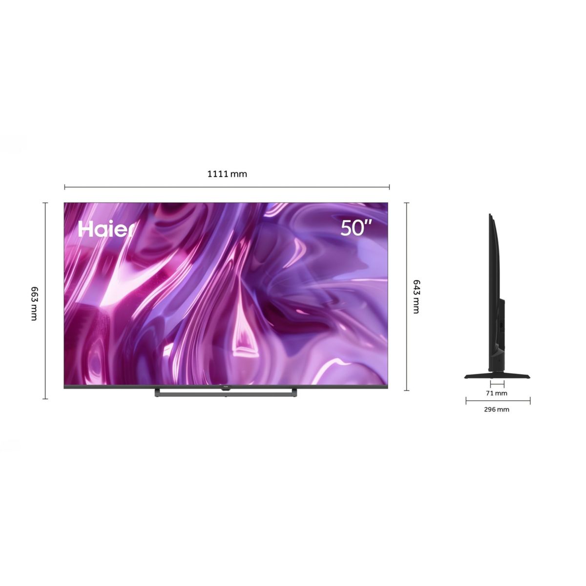 TV QLED H50S80GUX (2026) 50" (127 cm) couleur unique, HAIER