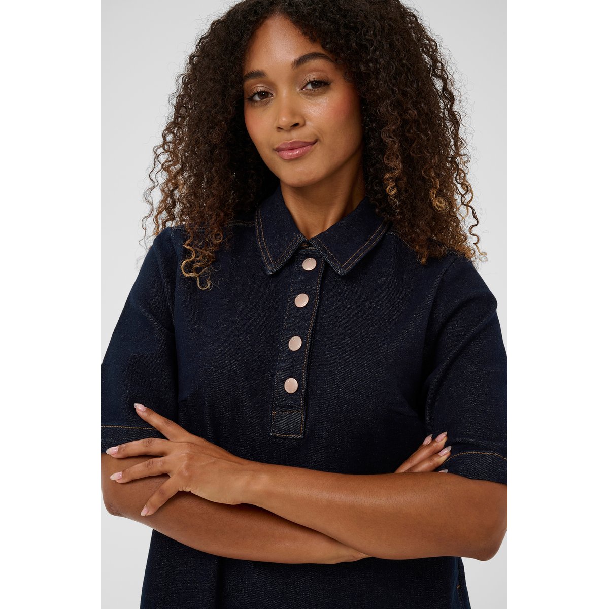 Robe en jean bleu dark blue denim, CREAM