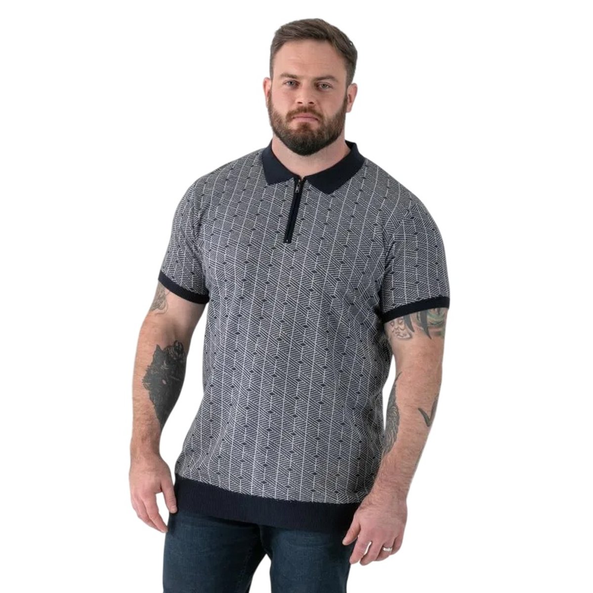 Polo motif/style tricoté PERRY bleu marine, DUKE