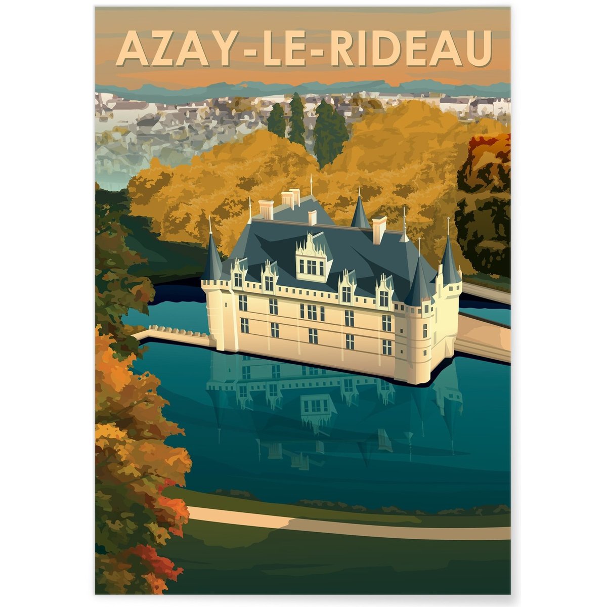 Affiche ville Azay-le-Rideau blanc, L'AFFICHERIE