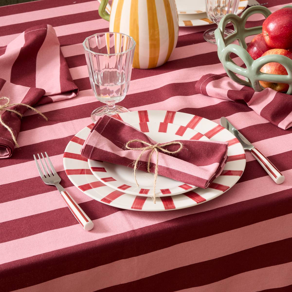 Lot de 4 serviettes de table CHERRY rouge carmin, ATMOSPHERA