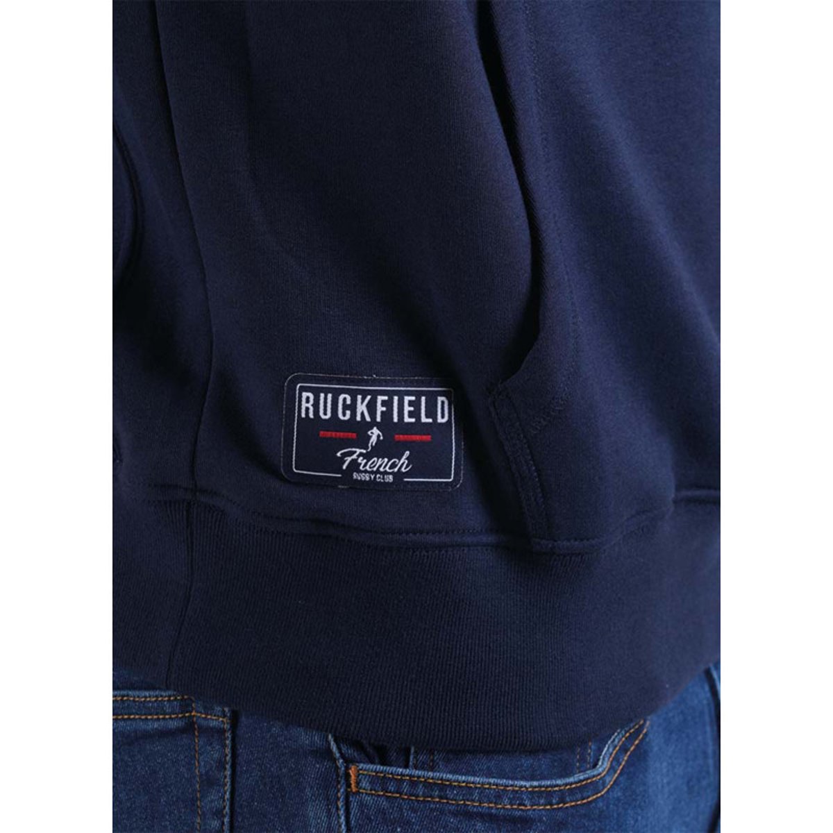 Sweat marine uni avec une coupe droite un col à capuche et des manches longues marine, RUCKFIELD
