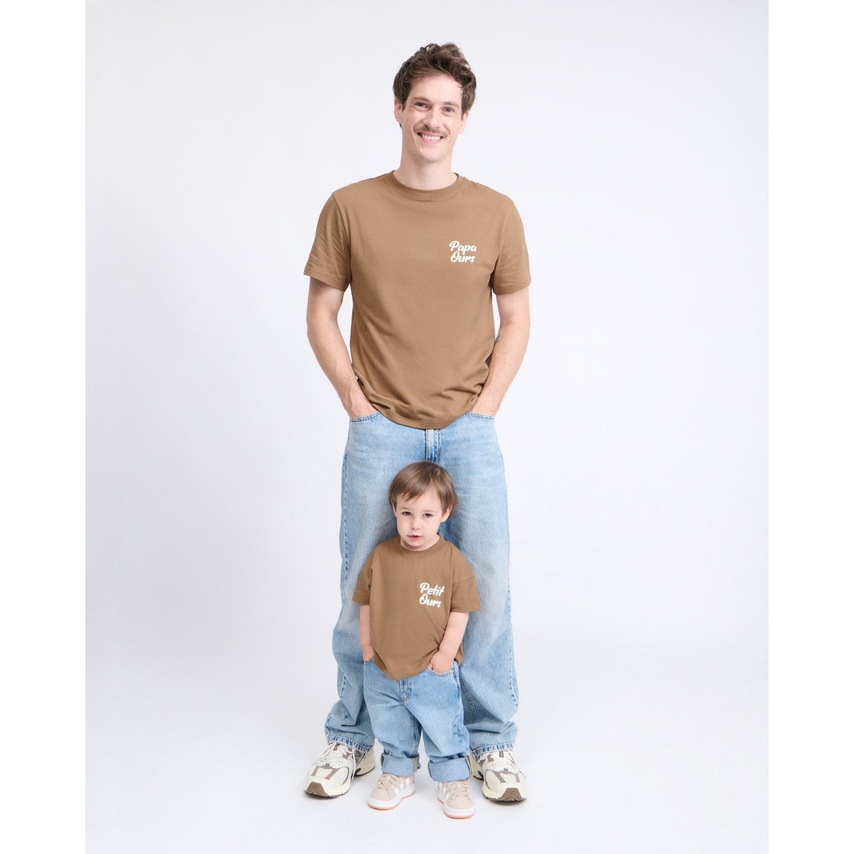 T-shirt Mini ours en coton bio café, EMOI EMOI