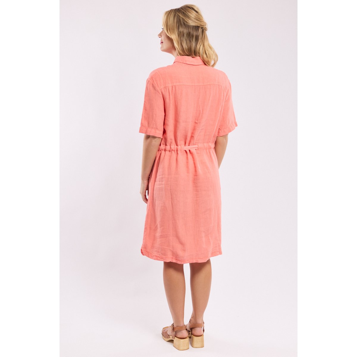 Robe courte ceinturée en lin bisque, ARMOR-LUX