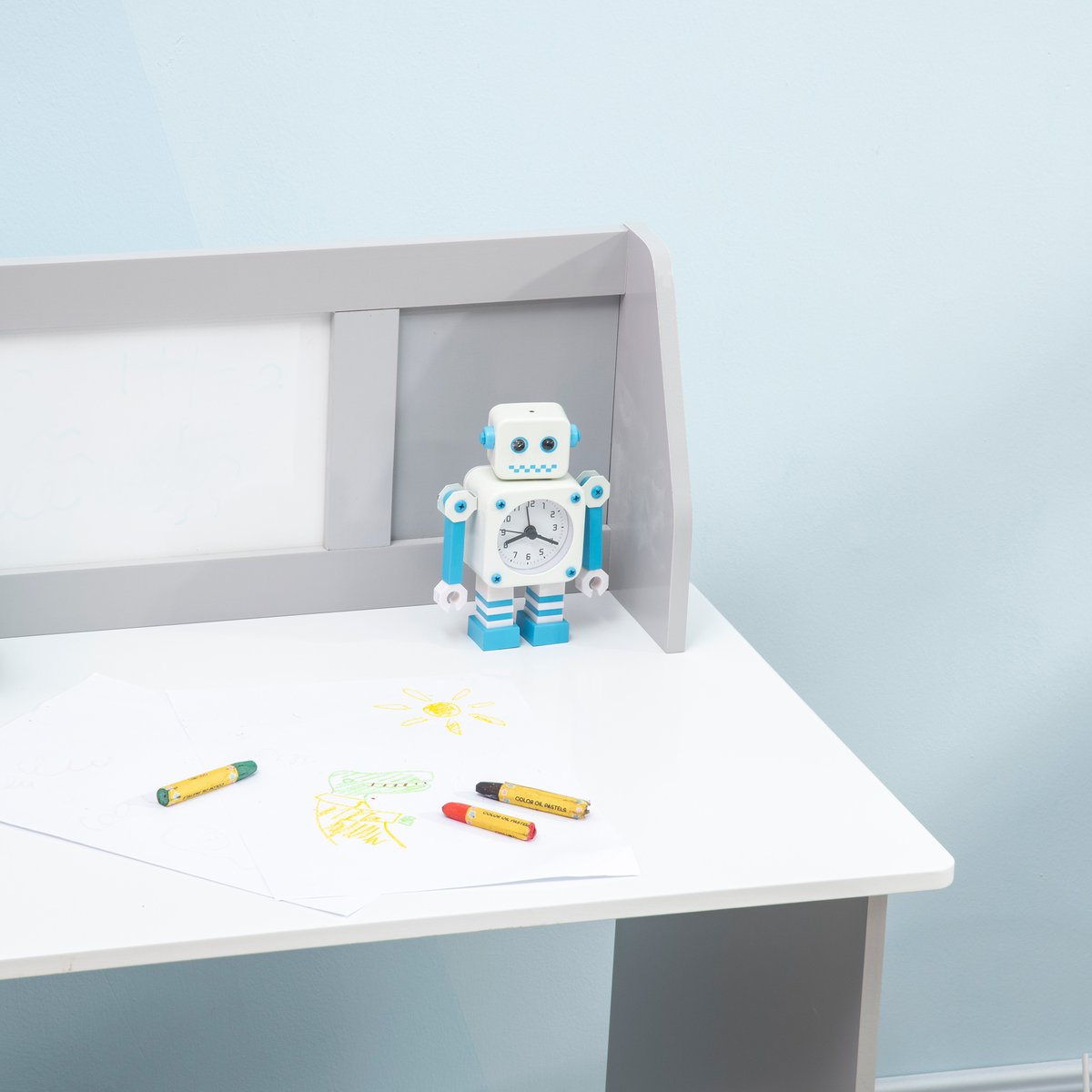 Bureau d'étude pour enfants avec chaise MDF gris, HOMCOM