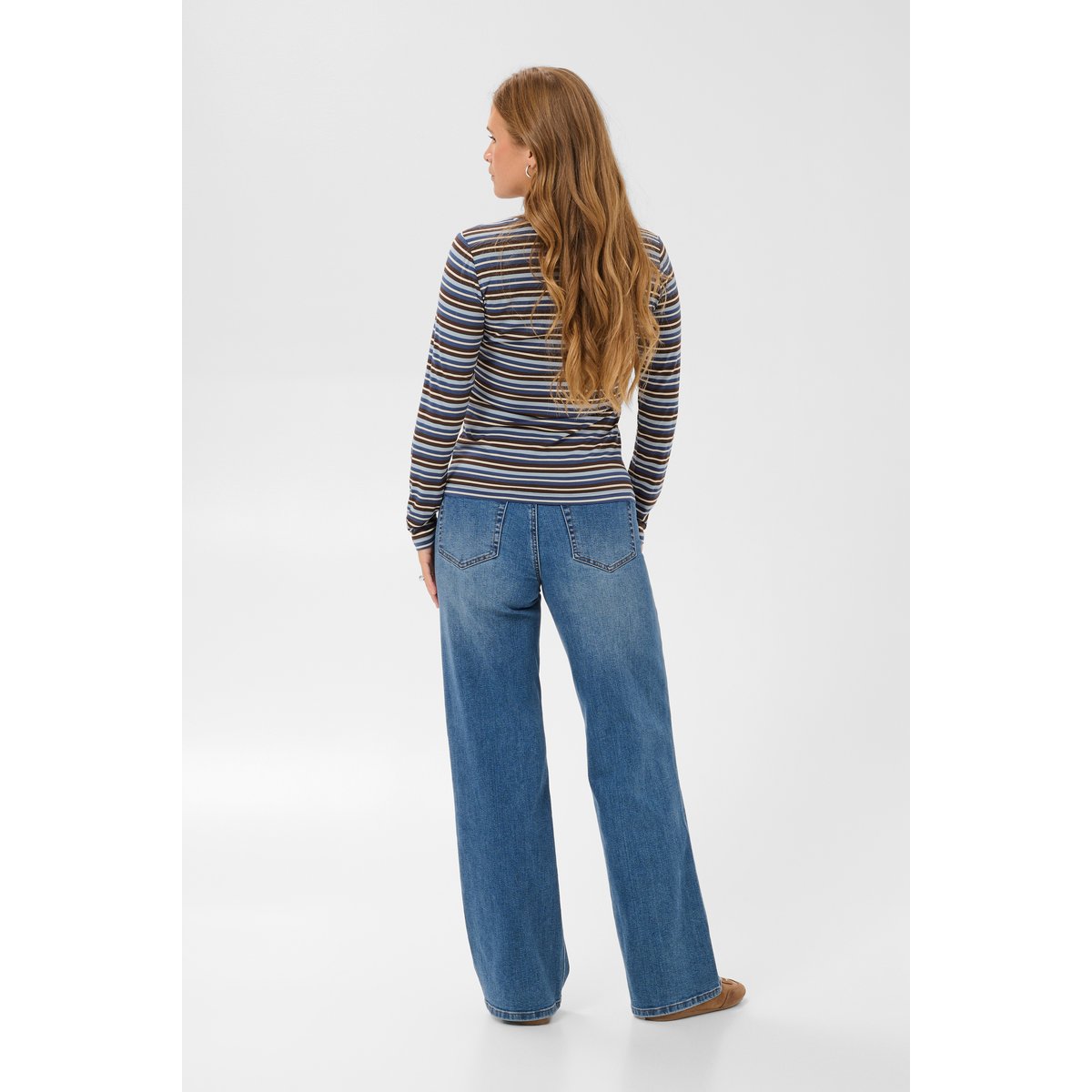 T-shirt à manches longues marron bleu coffee bean/blue multi stripe, KAFFE
