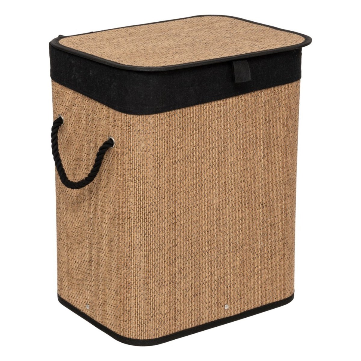 Panier à linge rectangulaire 60L en bambou beige, ATMOSPHERA