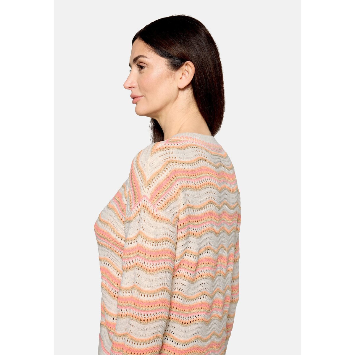Pull-over en maille à encolure ronde cream/orange, CARTOON