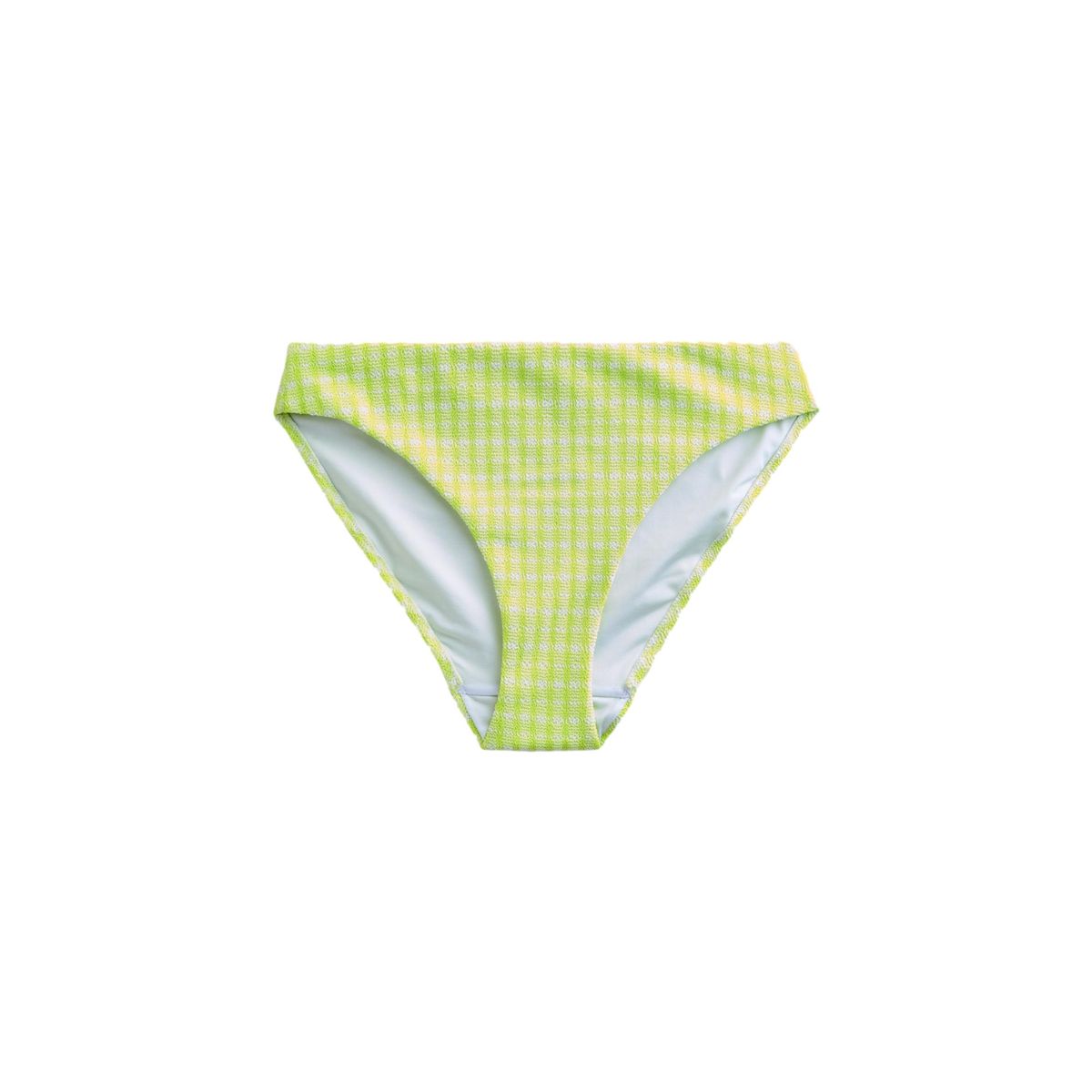 Bas de bikini échancré vichy vert citron froissé, NEXT