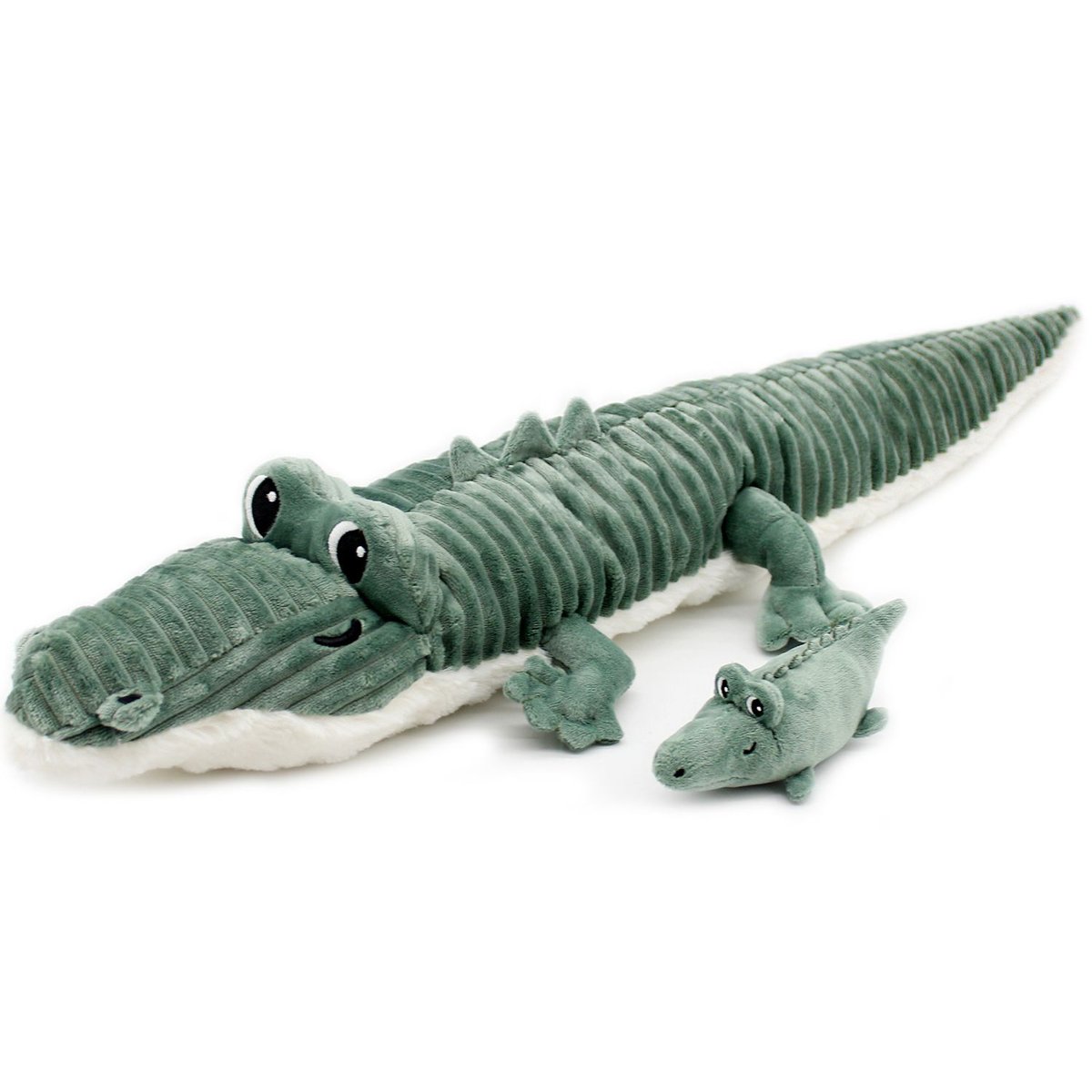 Peluche Croketou le crocodile maman et bébé bleu, blanc, LES DEGLINGOS