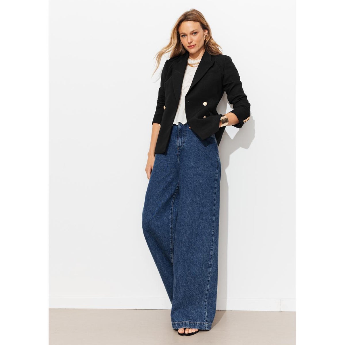 Veste blazer croisé noir, PROMOD
