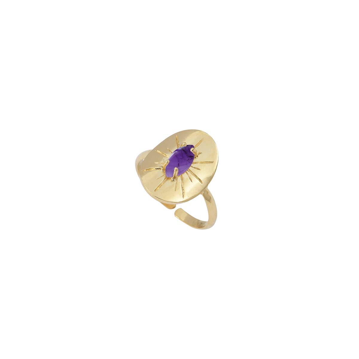 Bague amethyste dorée - iris violet, CAROLINE NAJMAN