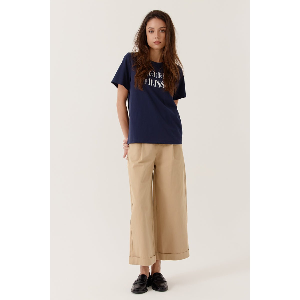 T-shirt à manches courtes col rond avec imprimé texte sur le devant CELIANE navy, ARTLOVE