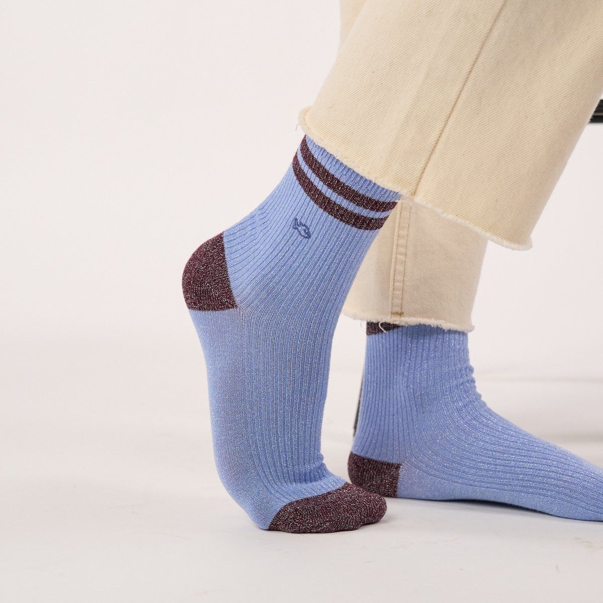 Chaussettes en coton peigné VINTAGE bleu gris, BILLYBELT