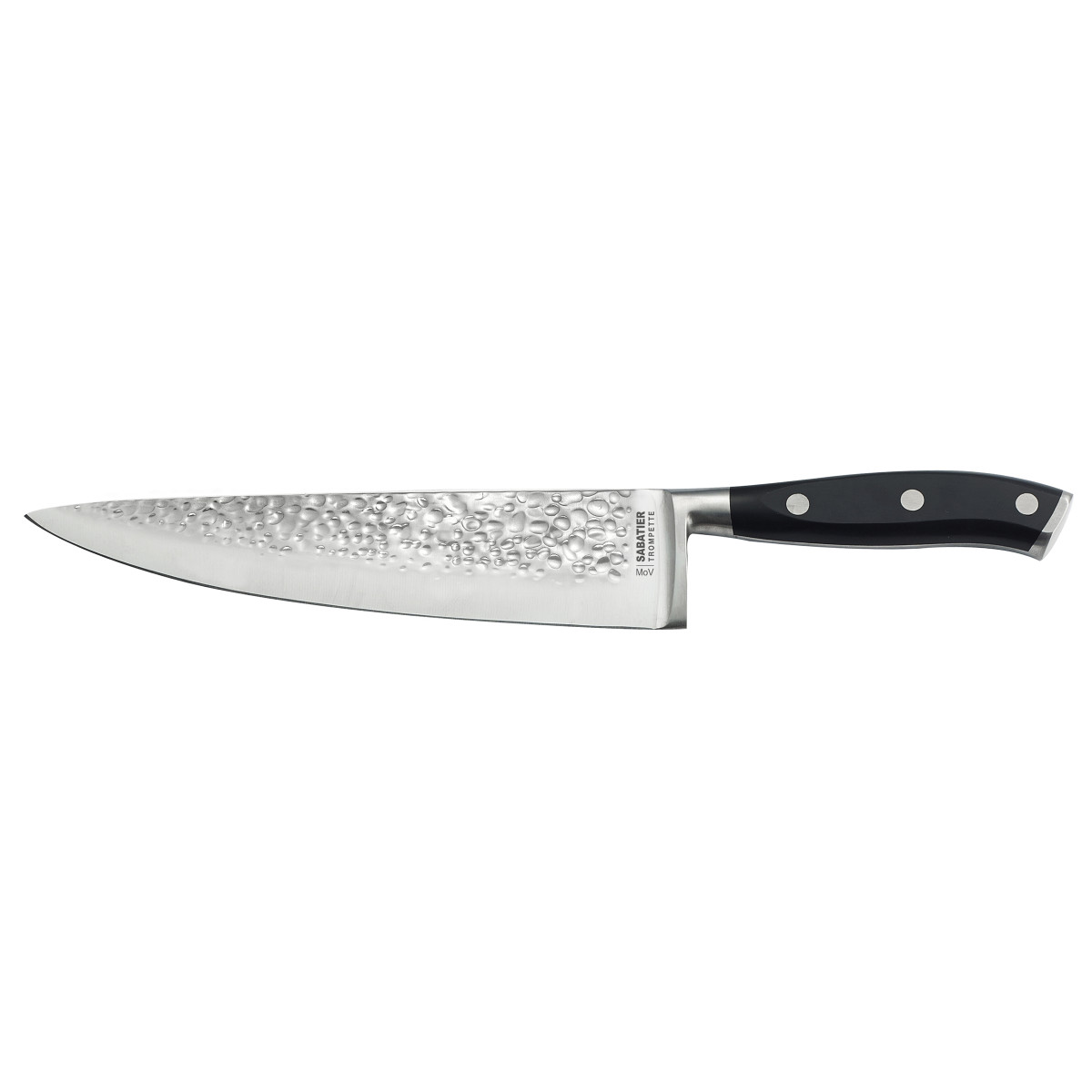 Couteau de chef 20 cm martelé avec protection de lame - CARBON noir, SABATIER TROMPETTE