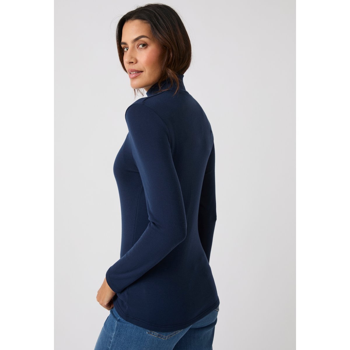 T-shirt col montant fine côte, Thermolactyl Sensitive bleu marine, DAMART