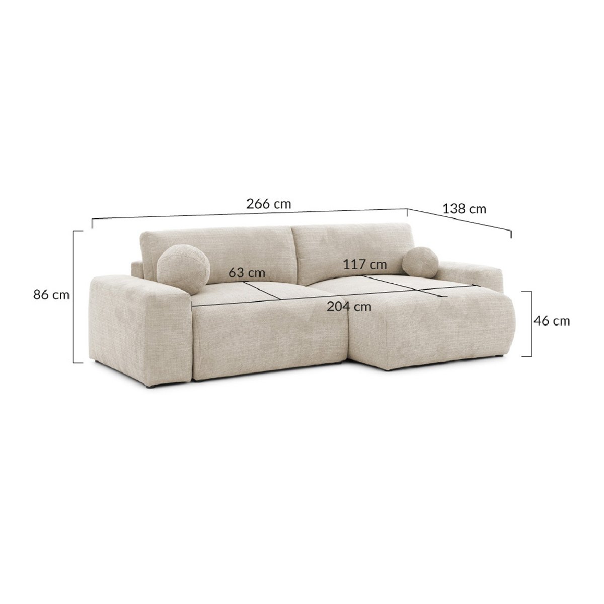 Canapé d'Angle Convertible 4 places - CONSTANCE gris, BEST MOBILIER