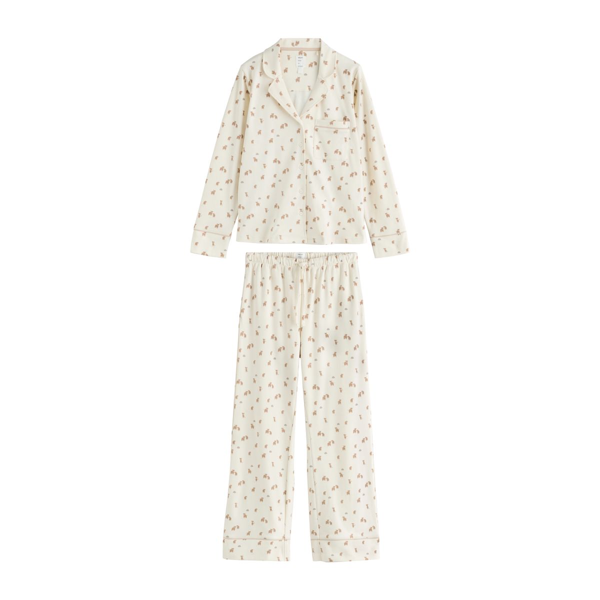 Pyjama boutonné en jersey de coton crème hamish la vache des highlands, NEXT