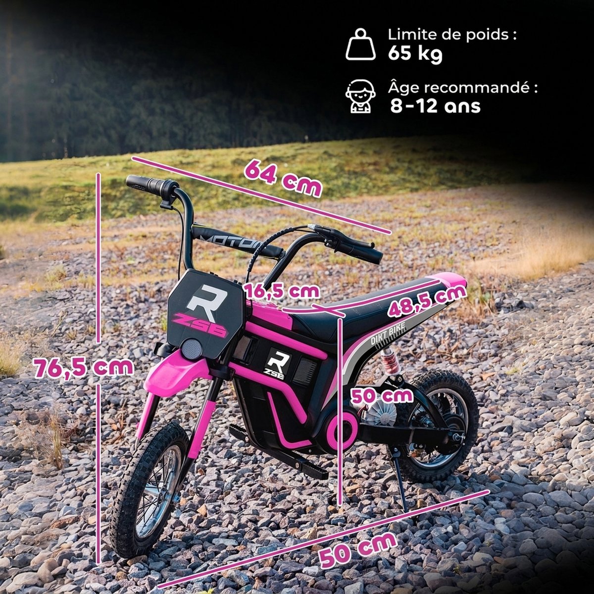 Moto électrique à conducteur assis PP Rose rose, HOMCOM