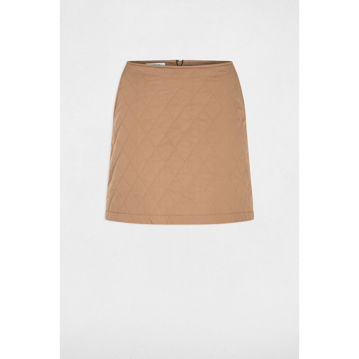Jupe courte matelassée marron cognac, MORGAN