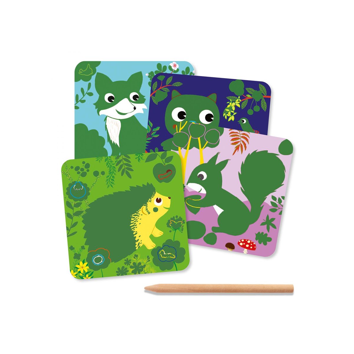 Cartes à gratter pour les petits - Petites bêtes multicolore, DJECO