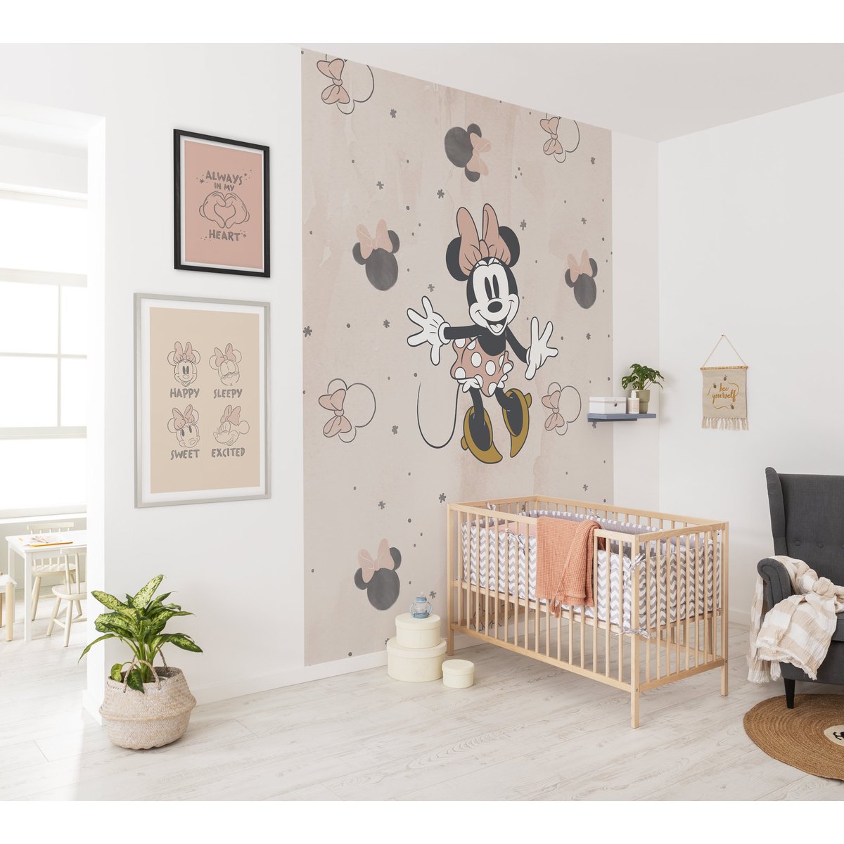 Papier peint Komar - Minnie Party Mouse - 200 x 250 cm rose, HEXOA