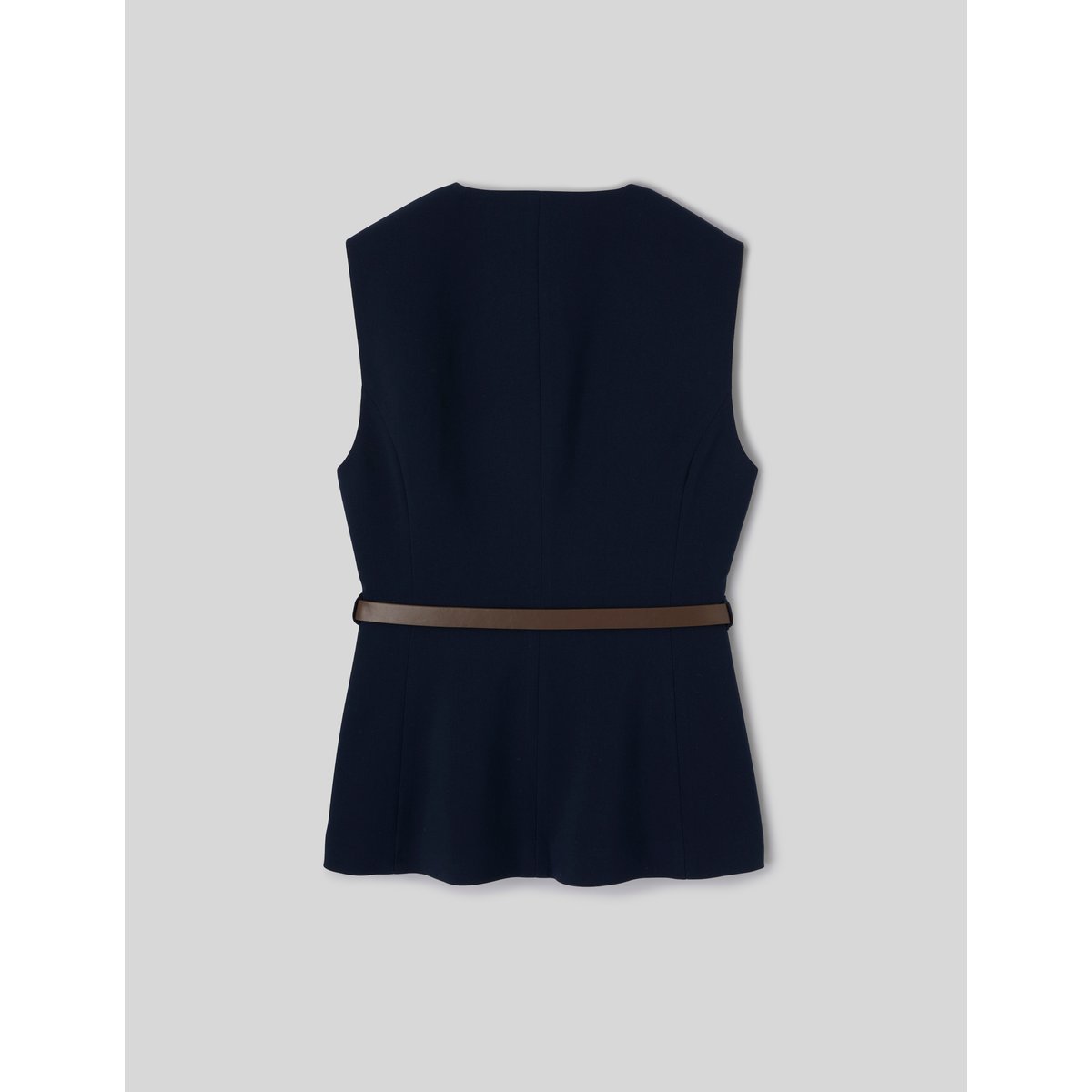 Gilet sans manches ceinturé bleu foncé, BZB