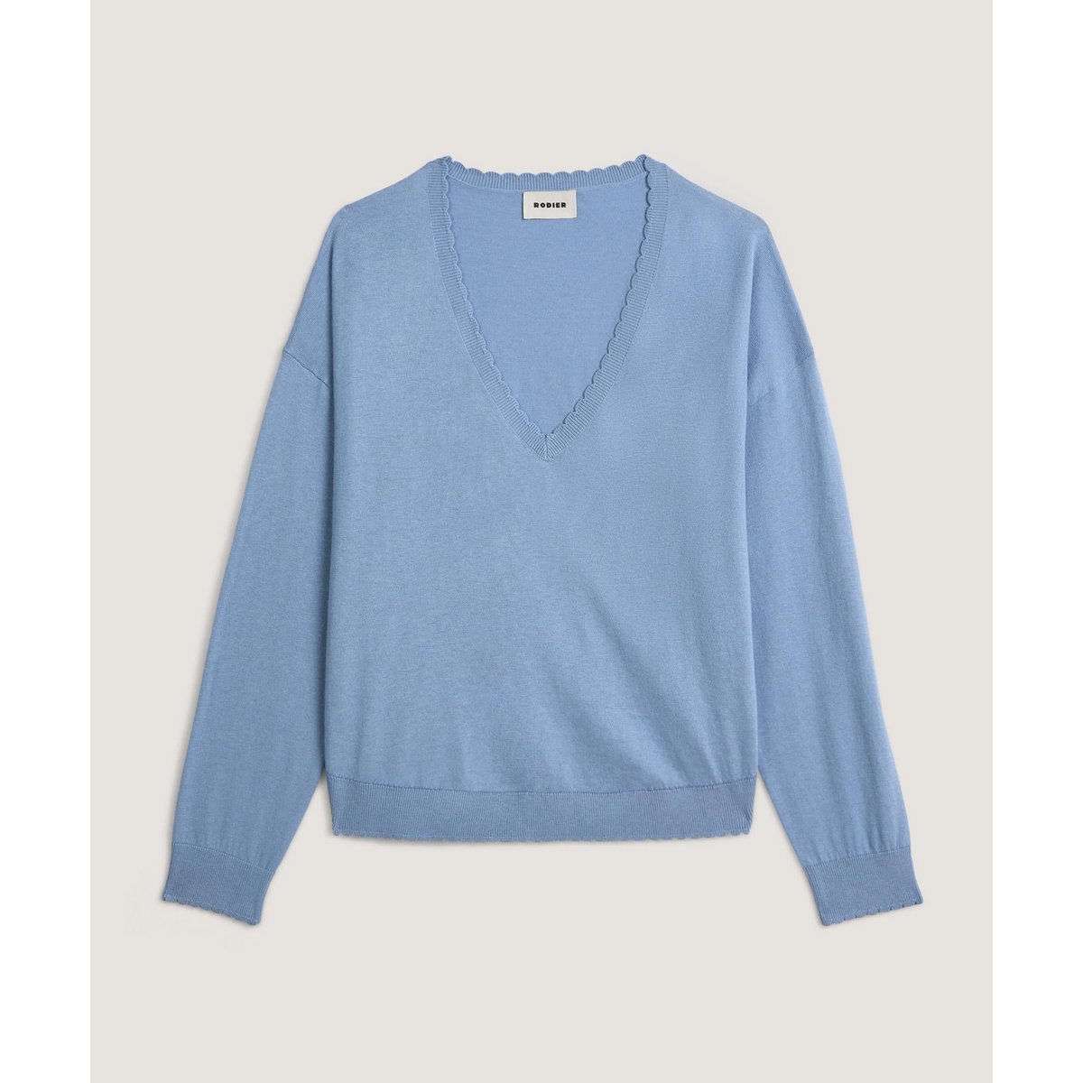 Pull col V bleu gris, RODIER