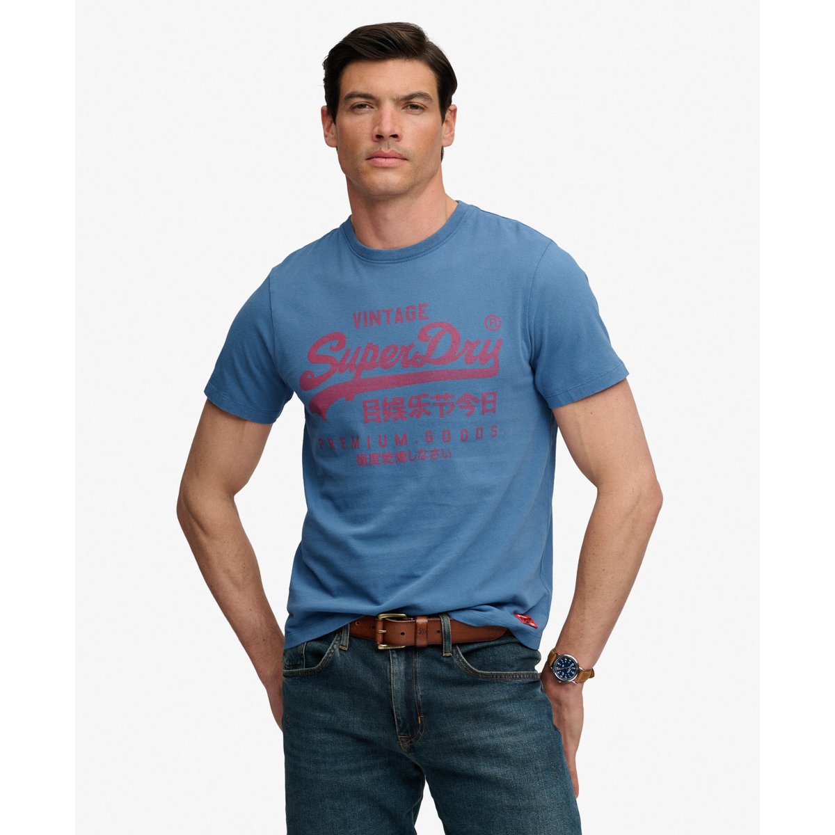 T-shirt Vintage Logo Classique bleu de saxe, SUPERDRY