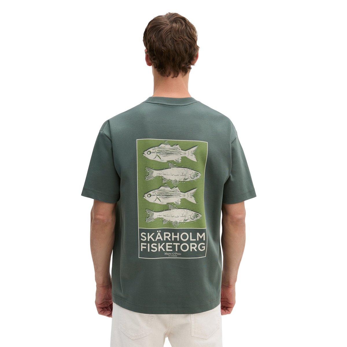 T-shirt loose avec un imprimé marin dans le dos gris foncé, MARC O'POLO