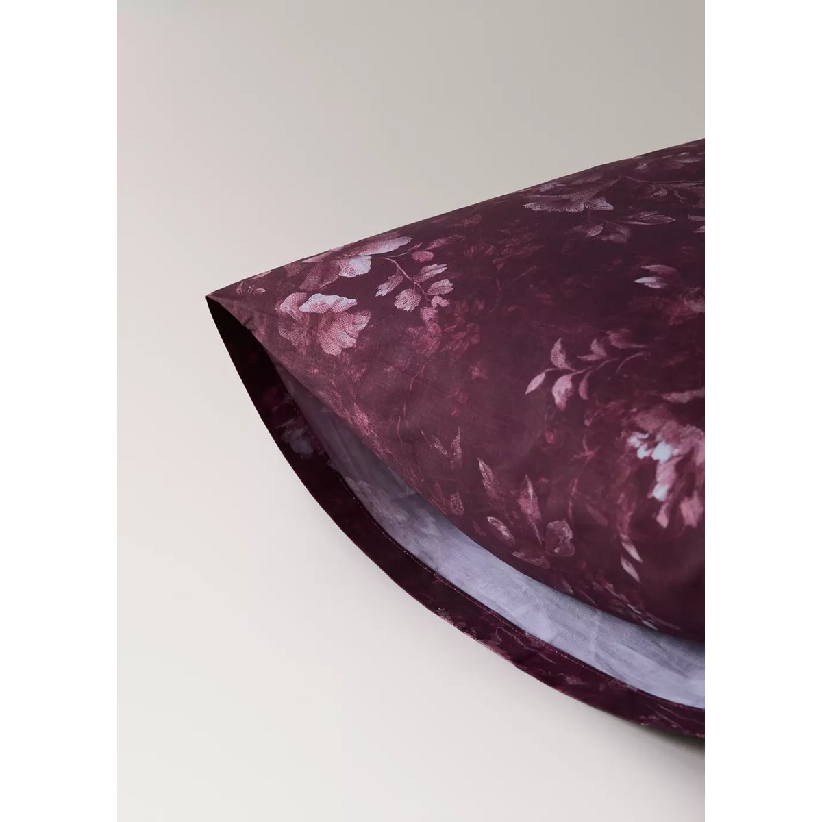 Taie d’oreiller 100 % coton floral 50 x 75 cm lie de vin, MANGO HOME