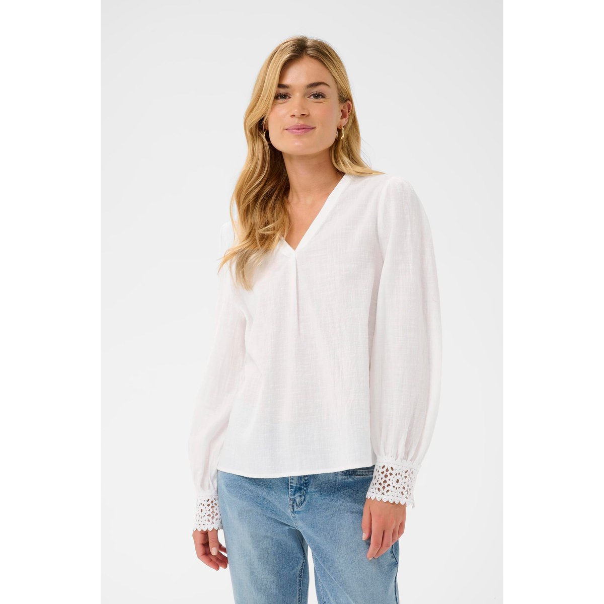 Blouse à manches longues blanc snow white, CREAM