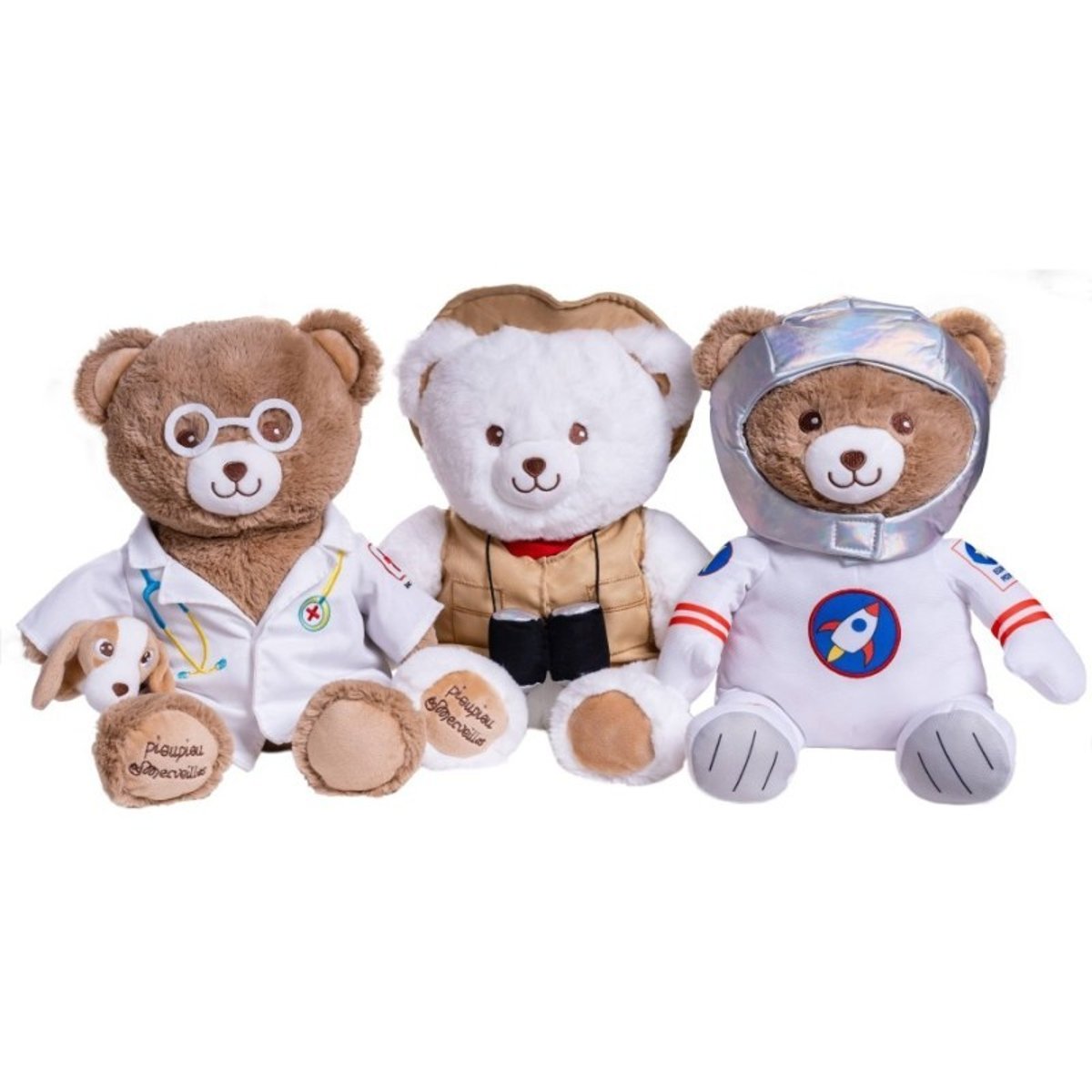 Peluche Ours Vétérinaire - Docteur Gaston - 40 cm brun, PIOUPIOU ET MERVEILLES