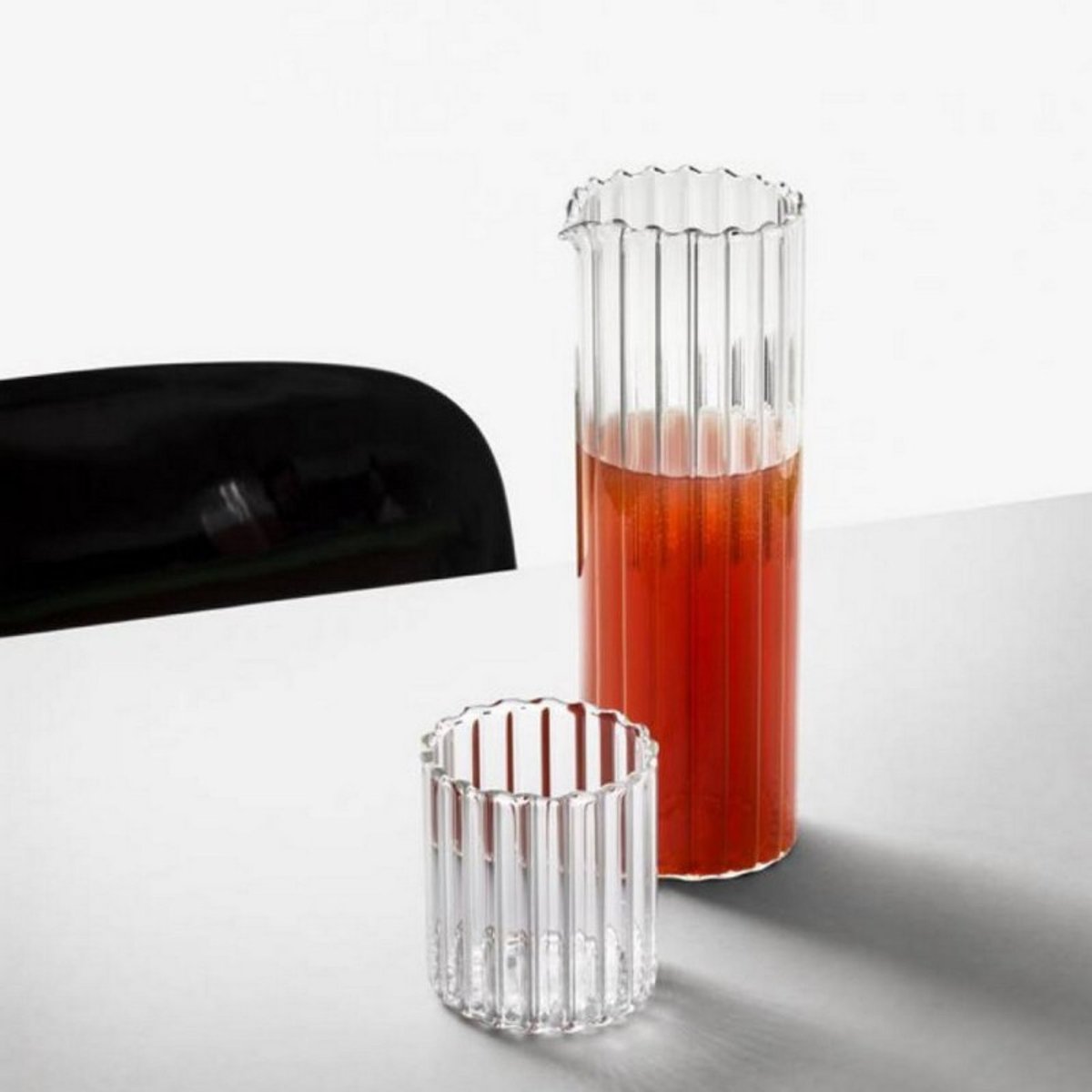 Carafe à eau design verre strié LAGUNA transparent, ICHENDORF