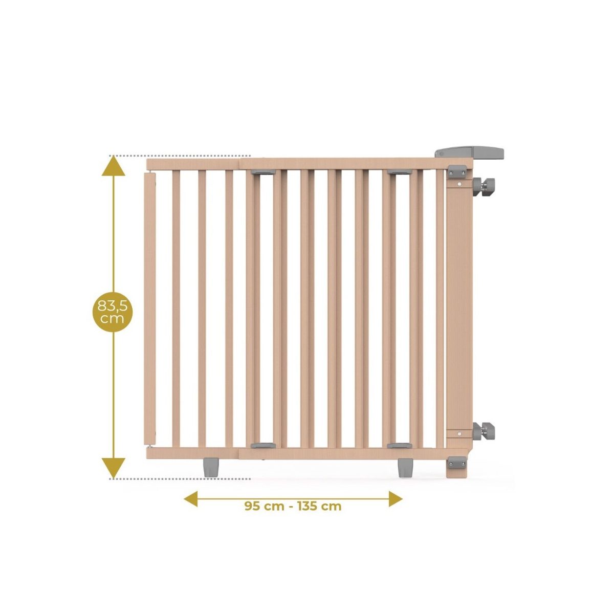 Barrière de Sécurité Escalier Extensible Bois Vernis Clair - 93 à 135 cm multicolore, GEUTHER