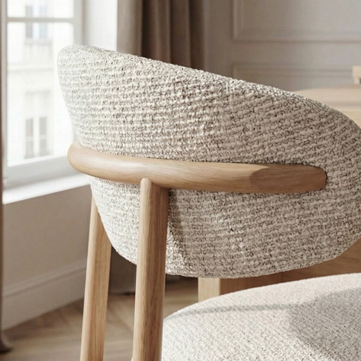 Lot de 2 chaises en tissu pieds effet bois clair- ARIA beige, DRAWER