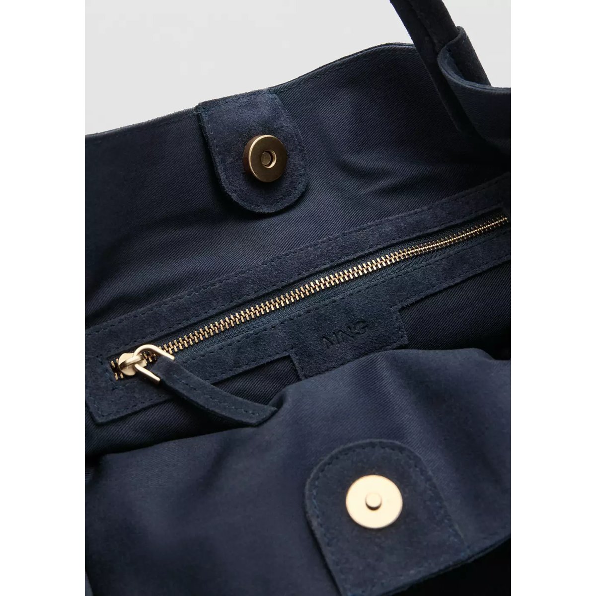 Sac cabas cuir suédé bleu marine, MANGO