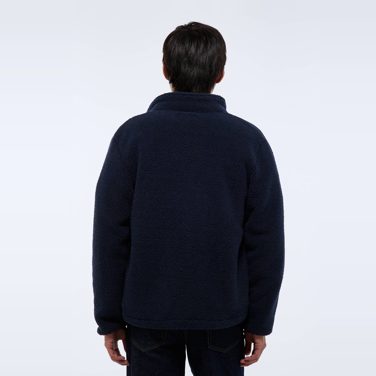Veste sherpa manches longues zippée marine, MONOPRIX